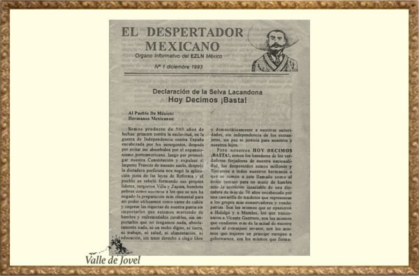 Portada de la Primera Declaración de la Selva Lacandona.